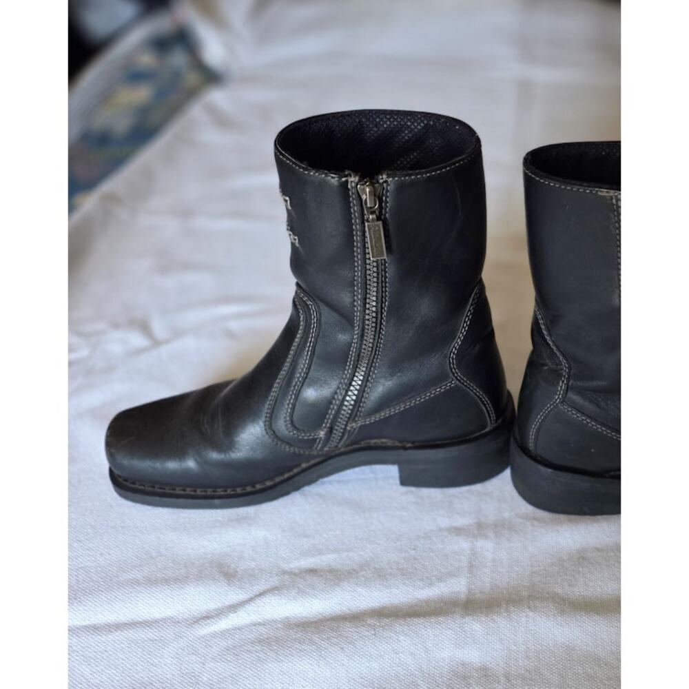 Milwaukee Women's Biker Black Leather Motorcycle Boots Silver Hardware 9 US - Picture 5 of 11